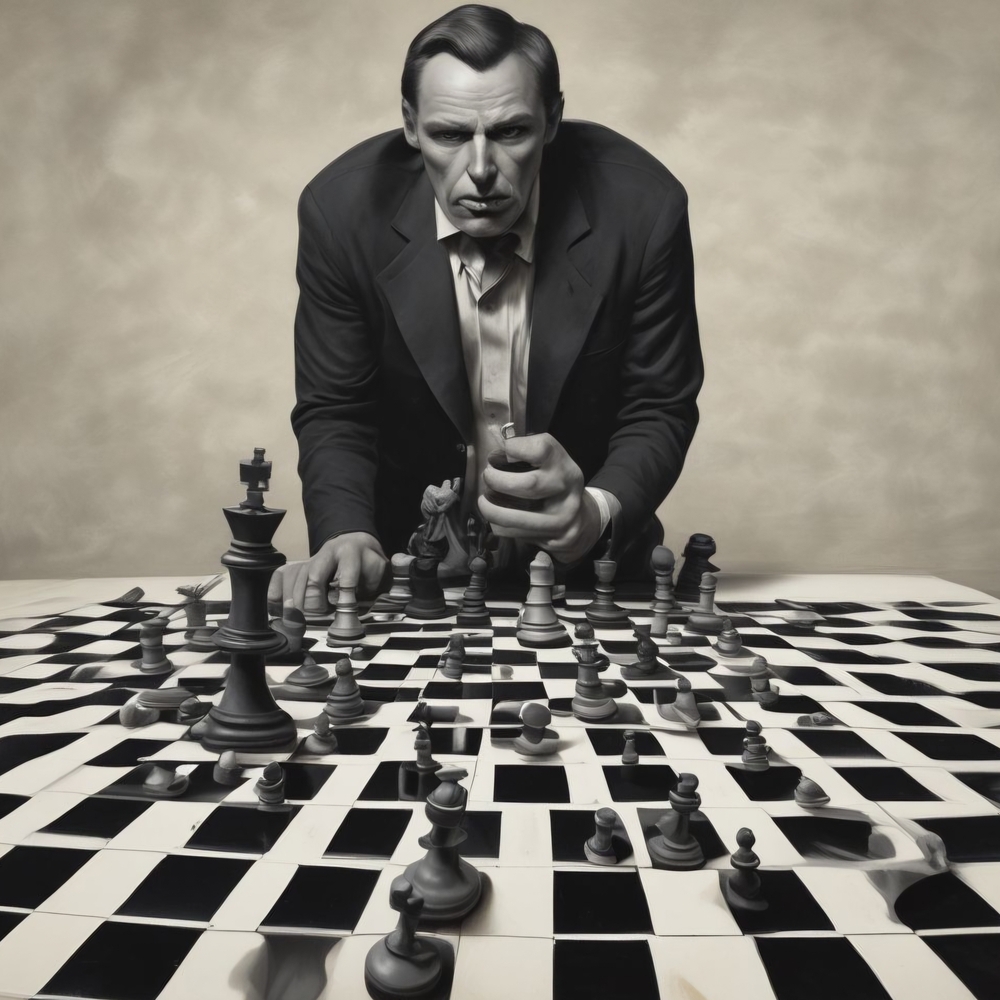 Monochrome Chess Strategy Art Print